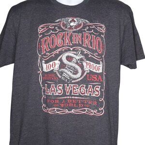 Las Vegas Rock In Rio Mens Graphic T-Shirt Large Gray Short Sleeve Festival